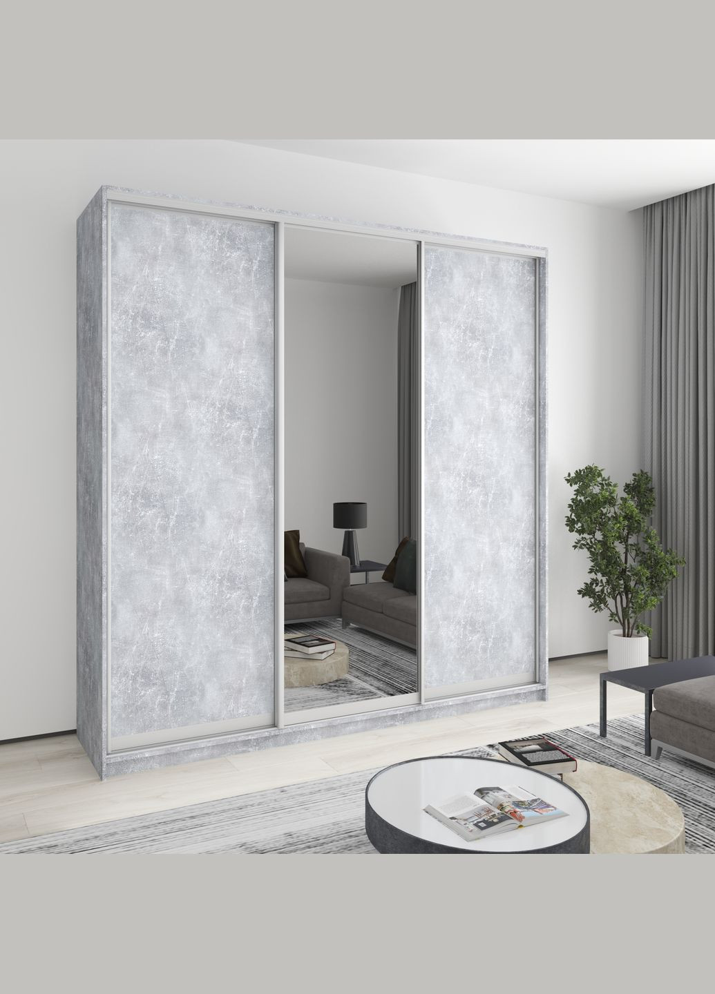 Шафа-купе тридверна Стандарт AL 2ДСП/Дзеркало 230x45x240 см (MBS-1851) MebelStar (346290010)