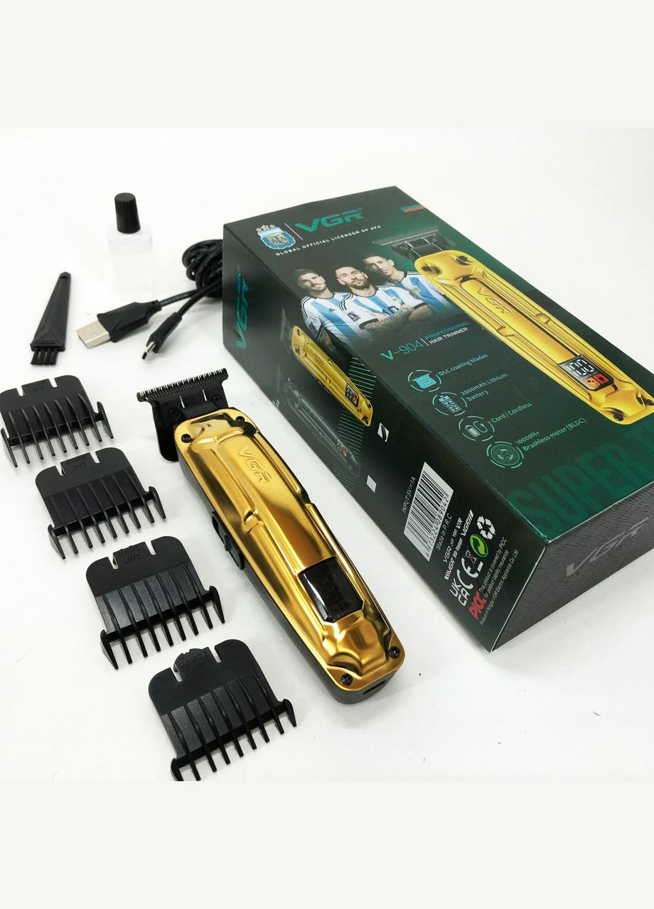 Акумуляторна машинка V-904 для стрижки волосся, машинка з дисплеєм та змінними насадками VGR (364664571)