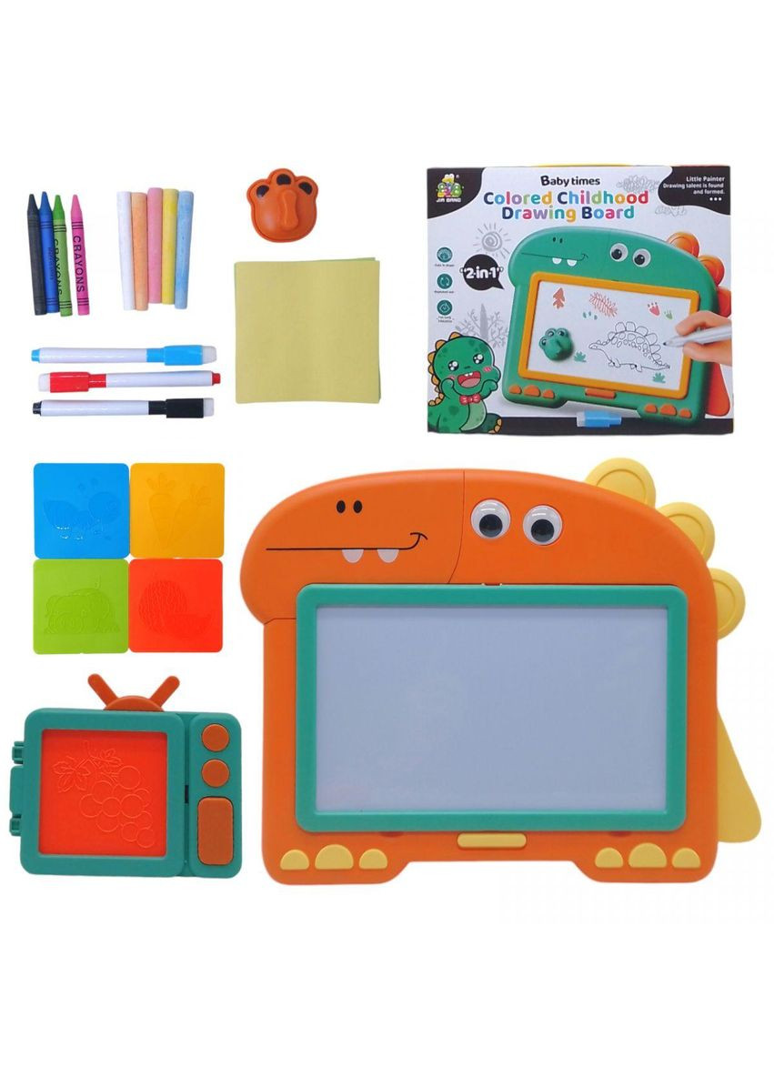 Дошка для малювання "Динозавр" 2 в 1, з аксесуарами (помаранчевий) Jia Bang (899-82Y) No Brand (362426948)