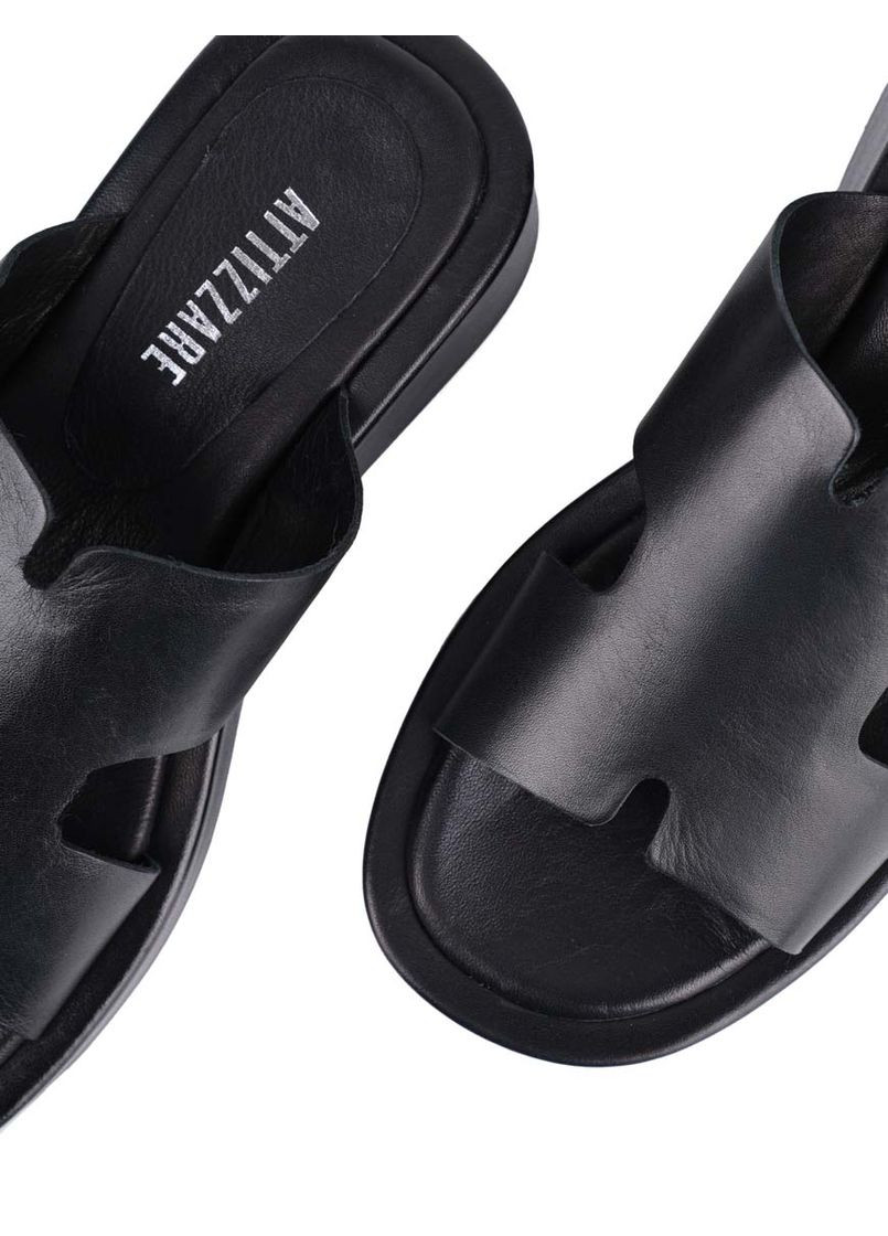 Черные женские сабо d25yt-1550 черный кожа Attizzare