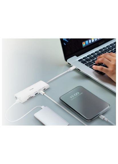 Концентратор USB-C 10-in-1 2xHDMI + 1xRJ45 1000Mbps + 2xUSB-C + USB 3.1 + USB 3.0 + SD + TF Silver (DUP-A01) D-Link USB-C 10-in-1 2xHDMI + 1xRJ45 1000Mbps + 2xUSB-C + (367032743)