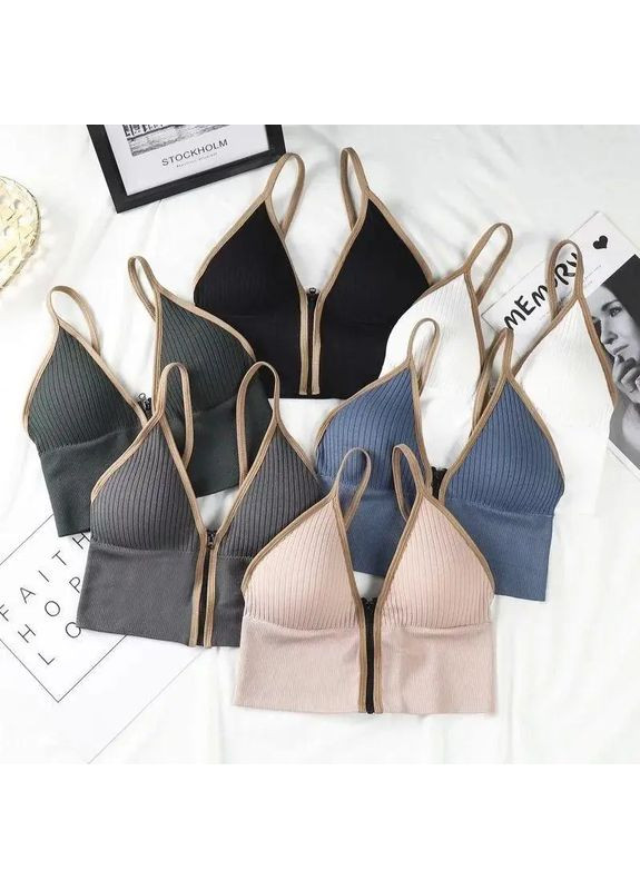 Жіночий зручний топ Moment у рубчик, Стильна жіноча білизна, Вкорочений топ на замку No Brand топ Moment пудра (351865496)