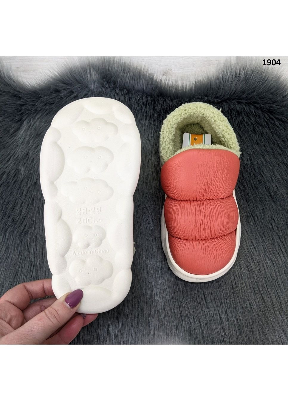 Оранжевые тапочки детские теплые Fashion