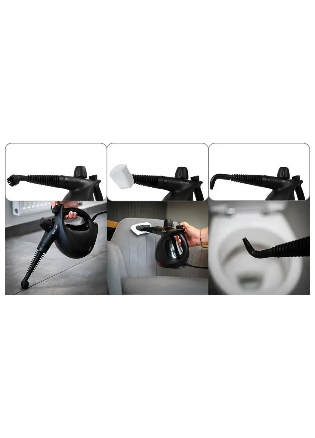 Ручний пароочисник для дому 1050 Вт Паровий очисник мережевий з насадками 350 мл чищення парою Польща Maltec HDS3350W (345707459)