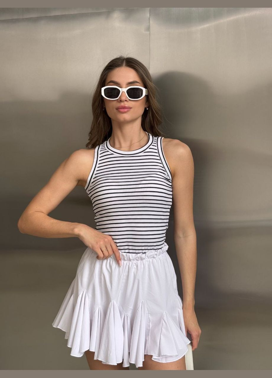 Белая майка женская в полоску премиум материал No Brand