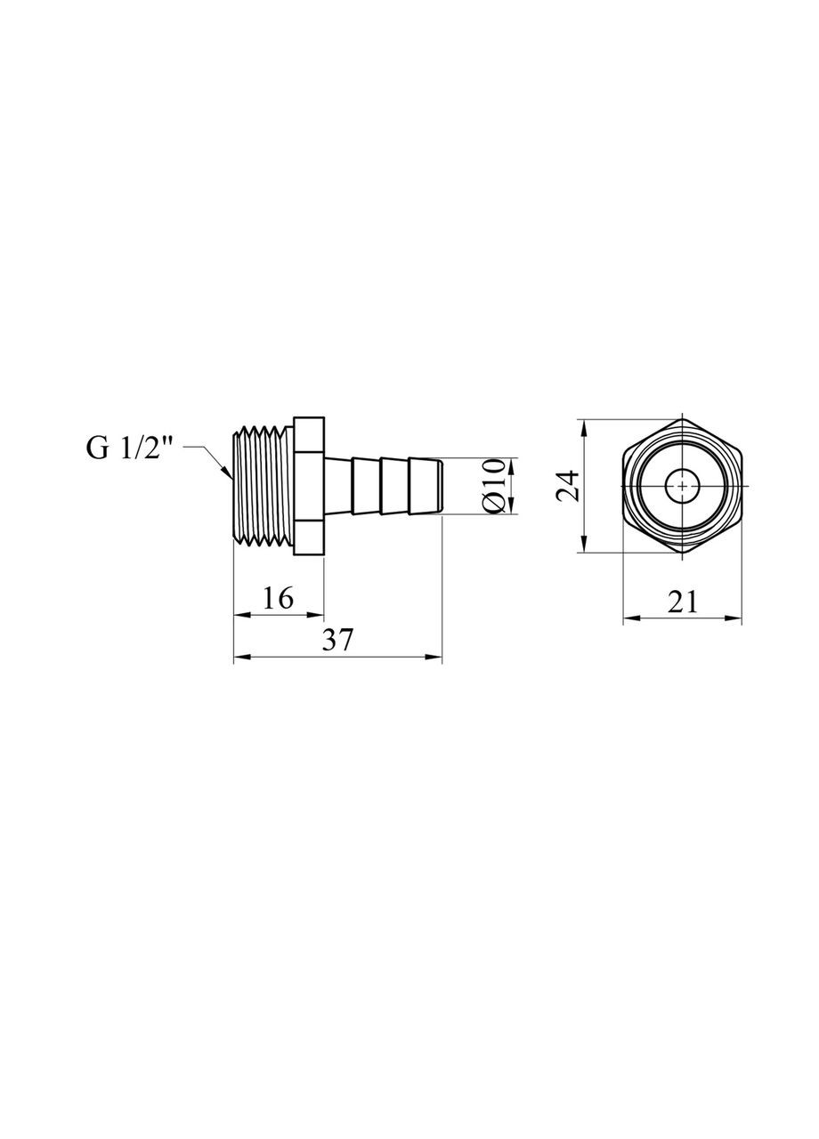 Штуцер 1/2" РЗ, D=10 мм латунный УК0008-2 Lexline (368589662)