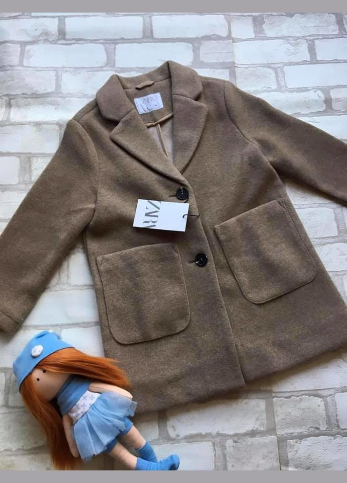 Коричневое Пальто для девочки 116 см коричневый артикул Л241 Zara