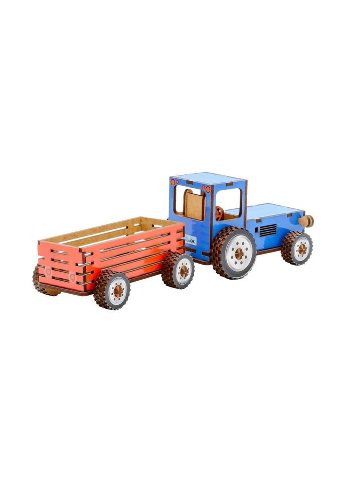 Дитячий дерев'яний 3D конструктор "Трактор" Puz-00933, 69 деталей PuzzleOK (333702904)