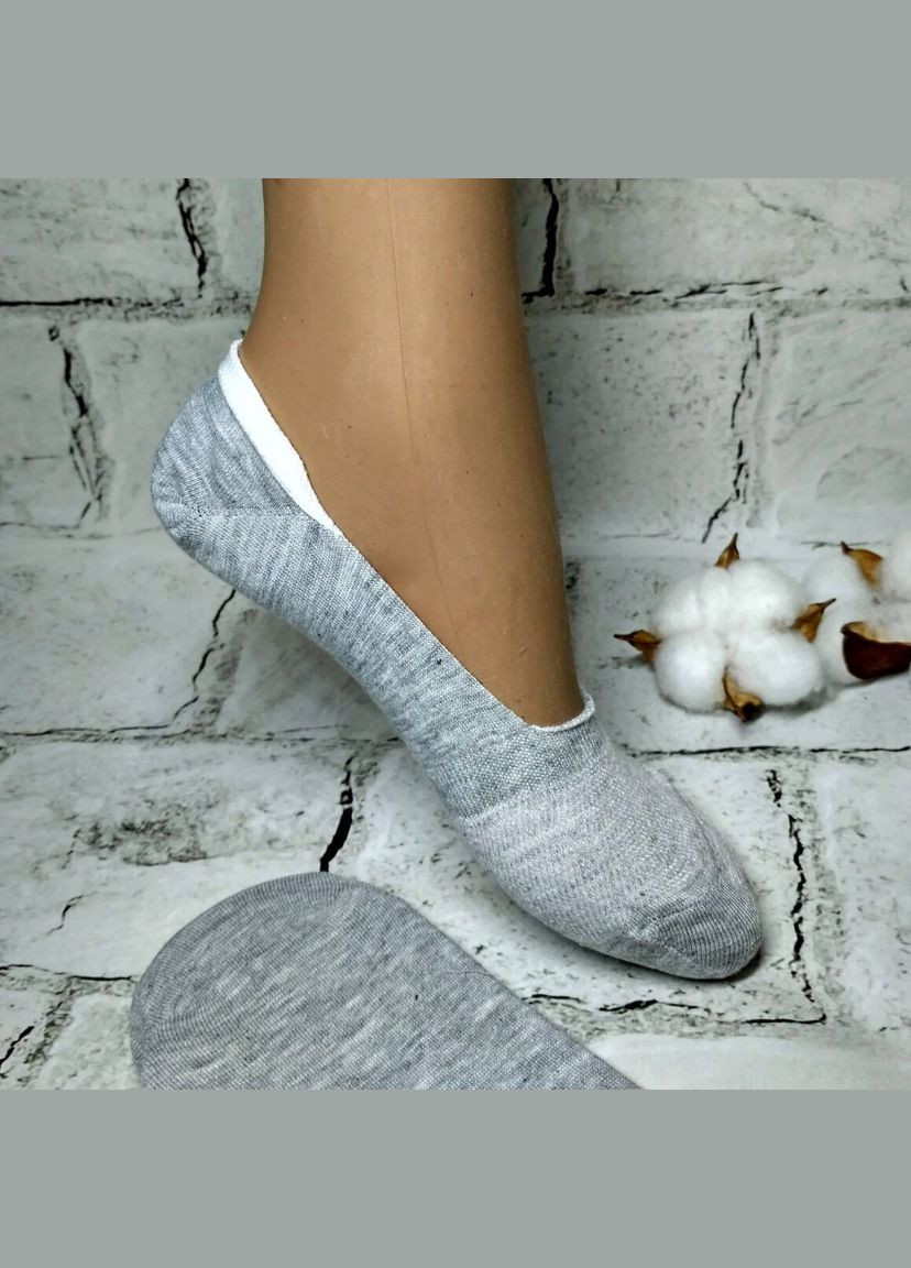 Серые носки женские короткие следы с силиконом на пятке летние 37-39 р серые Корона однотонные (328925551)