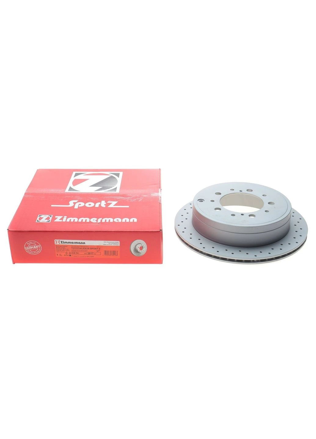 Диск тормозной (задний) Toyota Land Cruiser 200 08-(345x18) (с покрытием) (с отверстиями)) 590.2817.52 (opt-om) ZIMMERMANN (366171473)