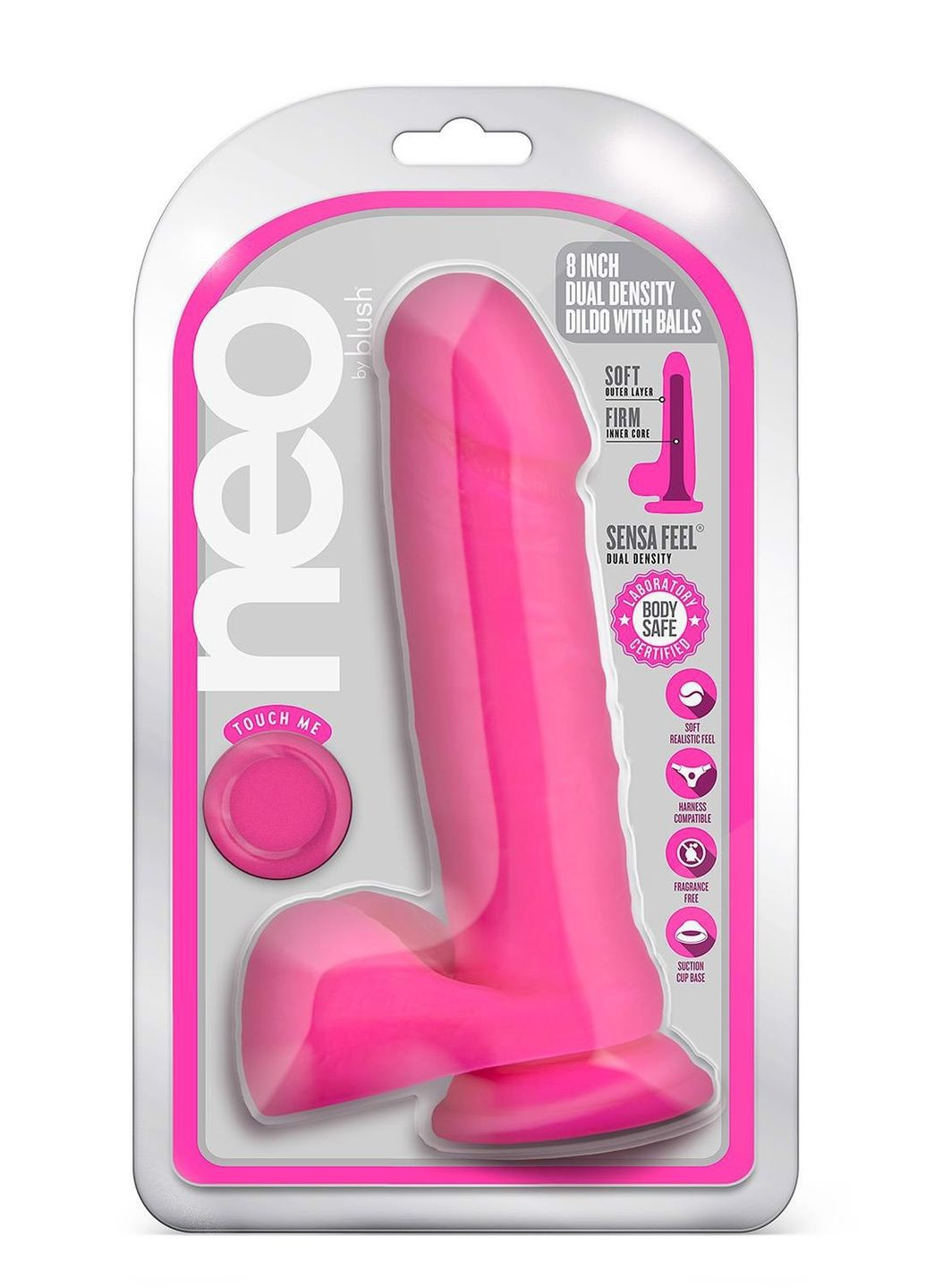 Фалоімітатор реалістичний подвійний щільності Neo, на присосці, рожевий, 20 х 4.5 см Blush (297397952)