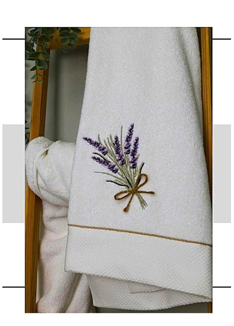 Полотенце махровое Lavendier для ванной 80х160 см белое с вышивкой TC303375827 TURComFor белый