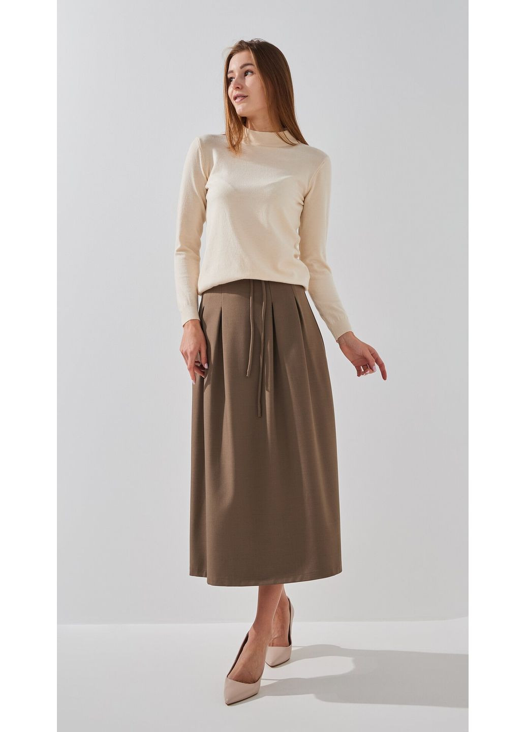 Оливковая (хаки) повседневная однотонная юбка кежуал однотонная женская 2462 shop (2000991051072) WYJ