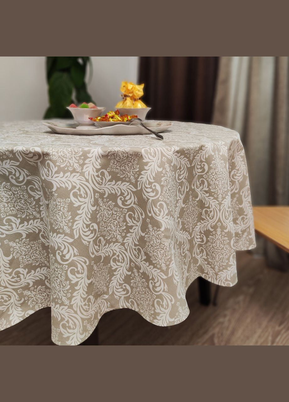 Скатерть на овальный стол с тефлоновой водоотталкивающей пропиткой в классическом стиле "Ажур" 120х160 Maystat (305390295)