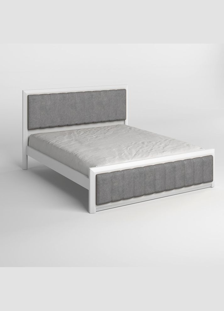 Двоспальне дерев'яне ліжко Барселона Б1 (RAL9003)/Аляска 93 (Сірий) 160х190 см (MBG-11825) Mebigrand (368281385)