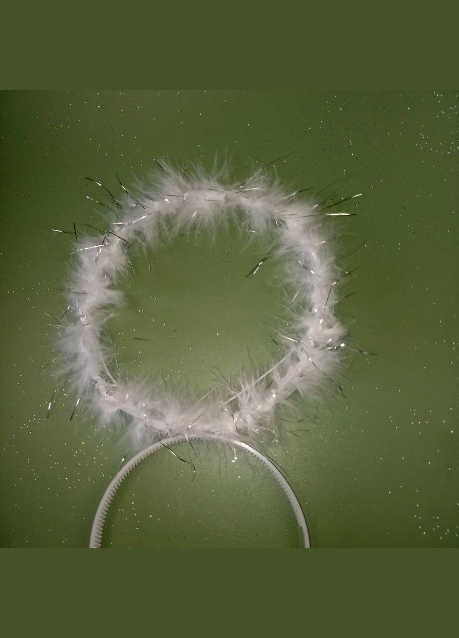 Німб янгола з білого пуху і сріблястого дощика+подарунок No Brand (338433323)