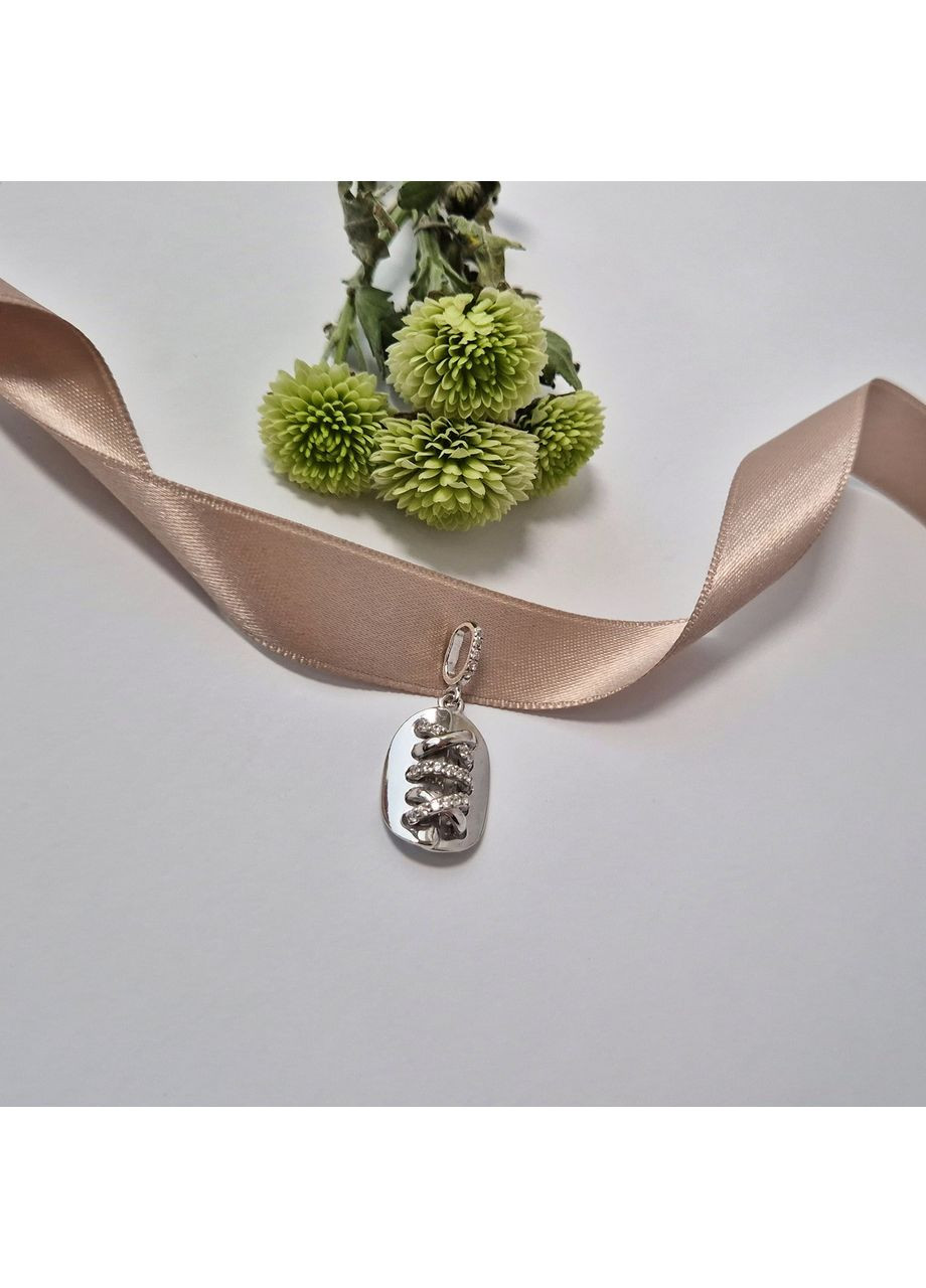 Срібна підвіска з Білими каменями Руан срібло 925 проби Родоване 3803рп 2.83г Nobrand (370438610)