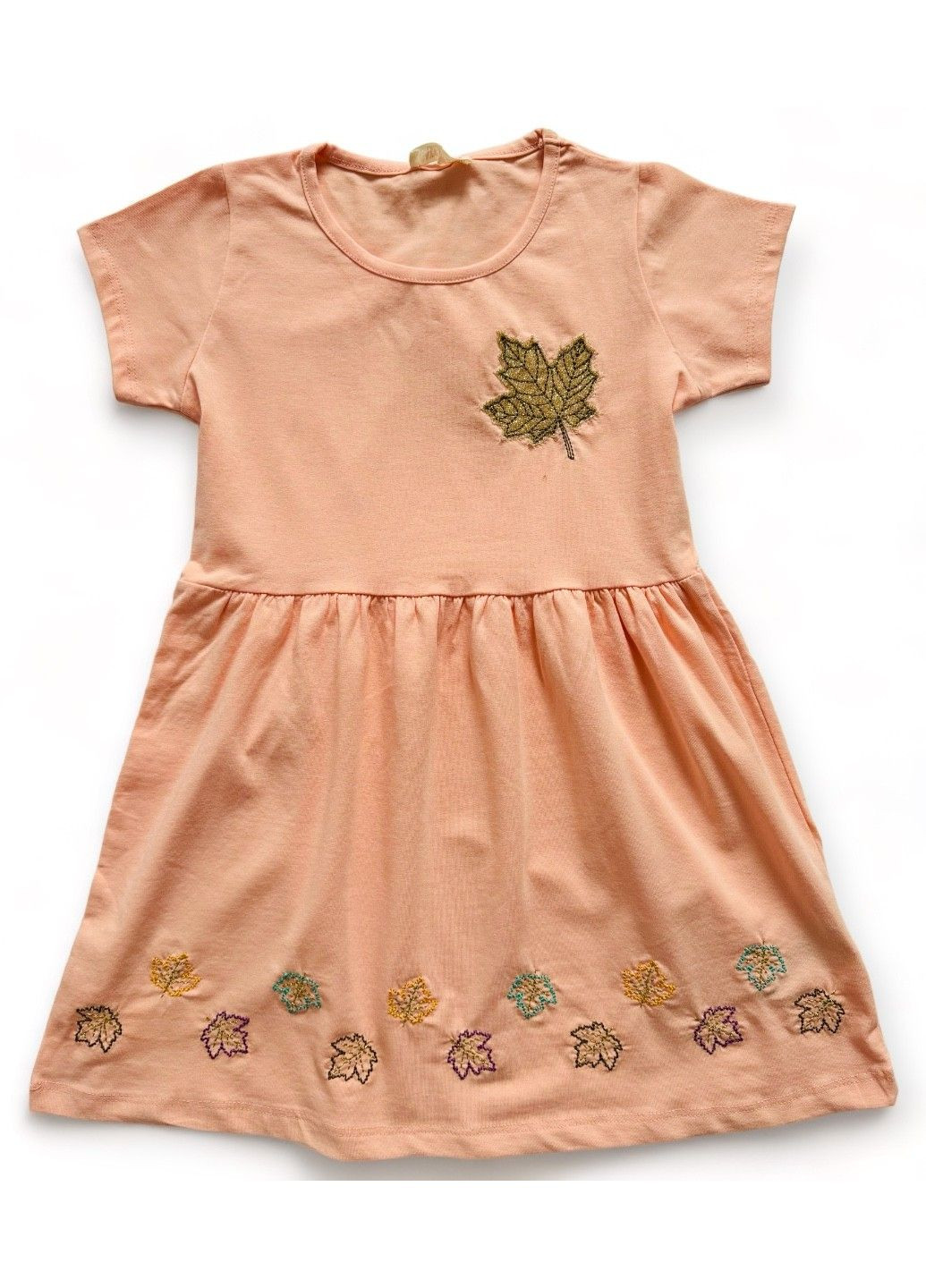 Персиковое платье с принтом Paty Kids (283014178)
