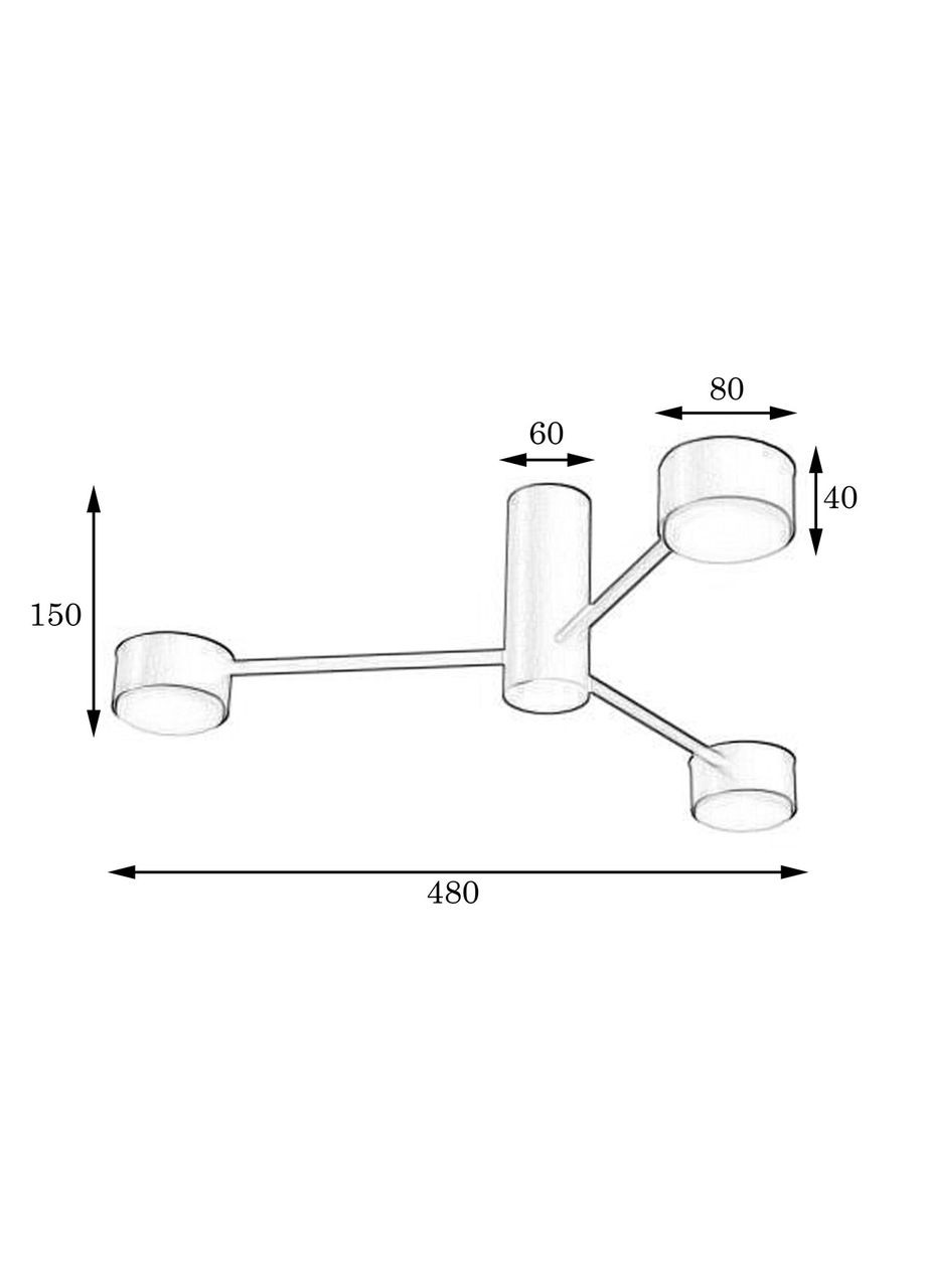 Люстра стельова Copter на три круглі плафони під лампи GX53 чорна NL 8041-3 BK MSK Electric (325882602)