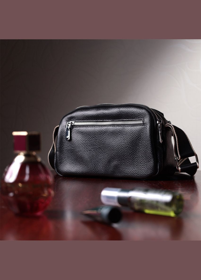 Сумка через плечо женская на два отделения кожаная 22592 Черный Vintage (302009076)