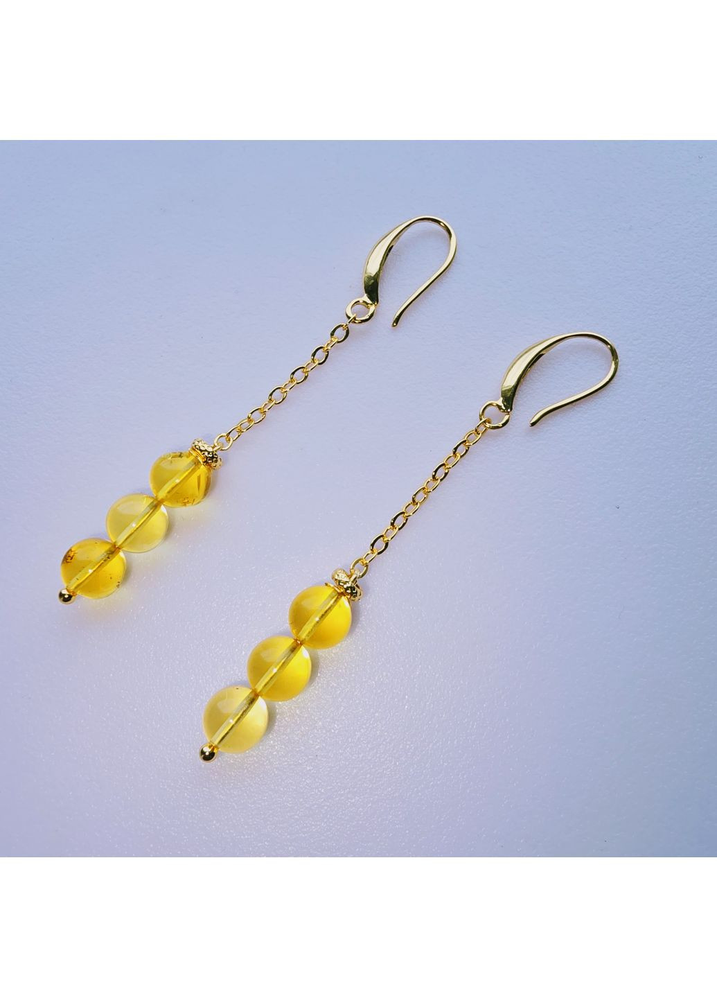 Сережки 3360 з натурального бурштину медовий відтінок MINOV (361149439)