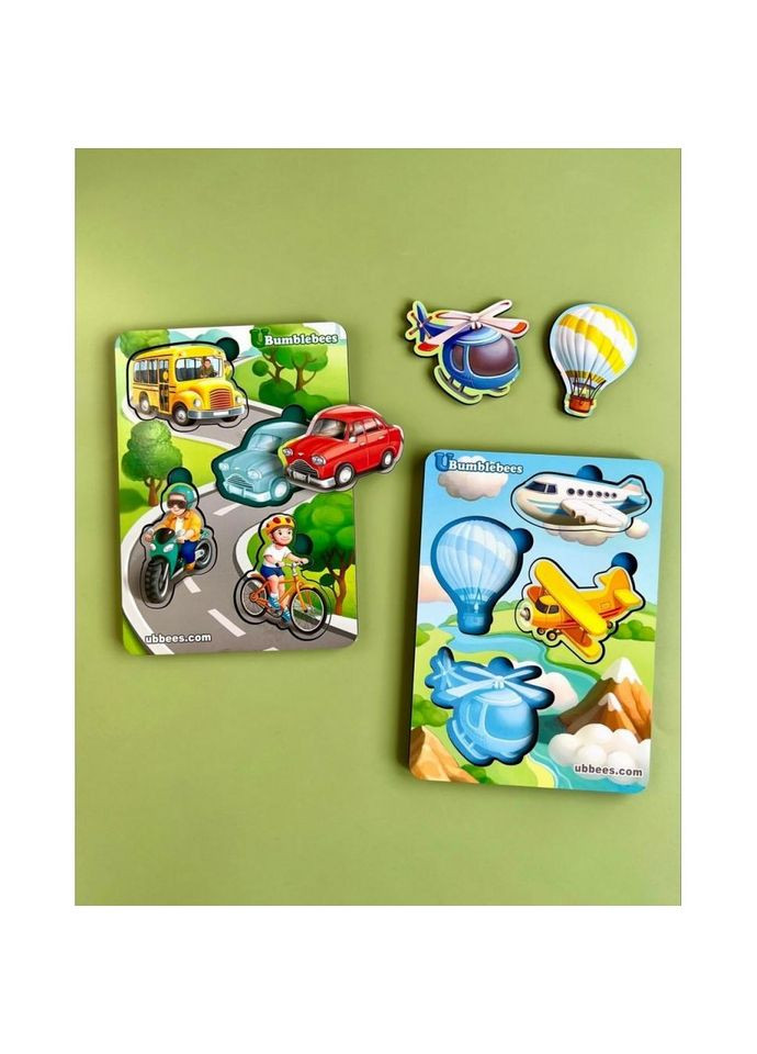 Деревянный пазл-вкладыш "Транспорт-1" (ПСФ114) PSF114 фон с подсказкой Ubumblebees (372494776)