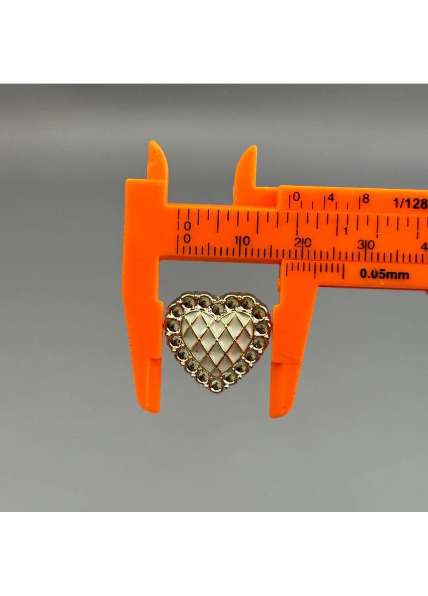 Пуговица на ножке пластик Ø-17,5 мм, Сердце - Золото с белым Plus-plus (354794711)