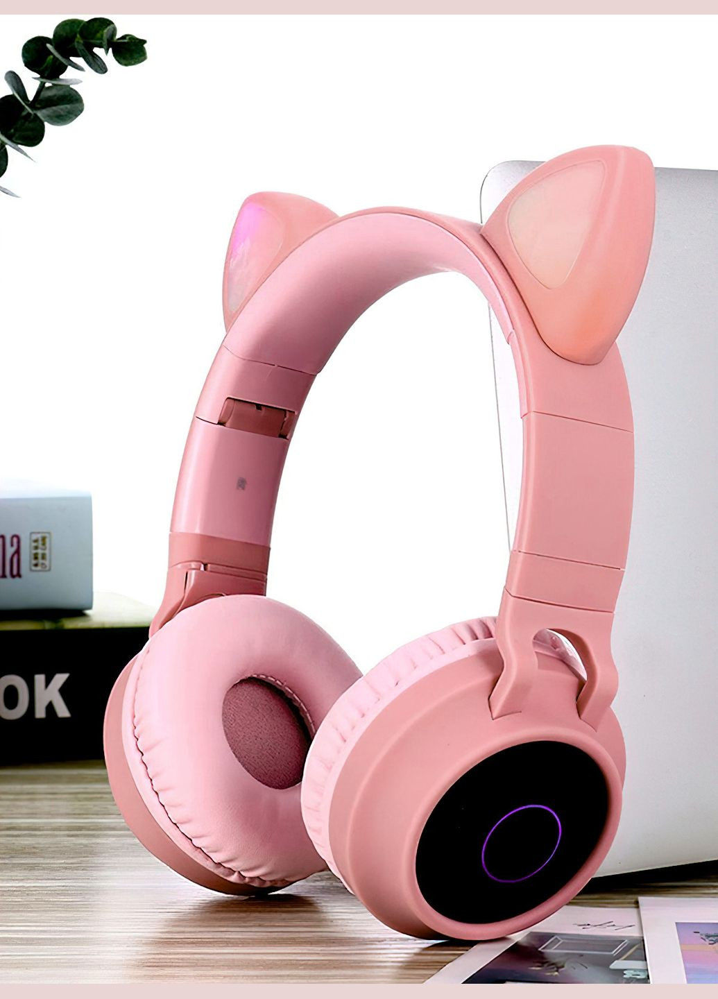 Бездротові дитячі наушники з котячими вушками що мигають BT028C Бежевий 50379 DobraMAMA (306747234)