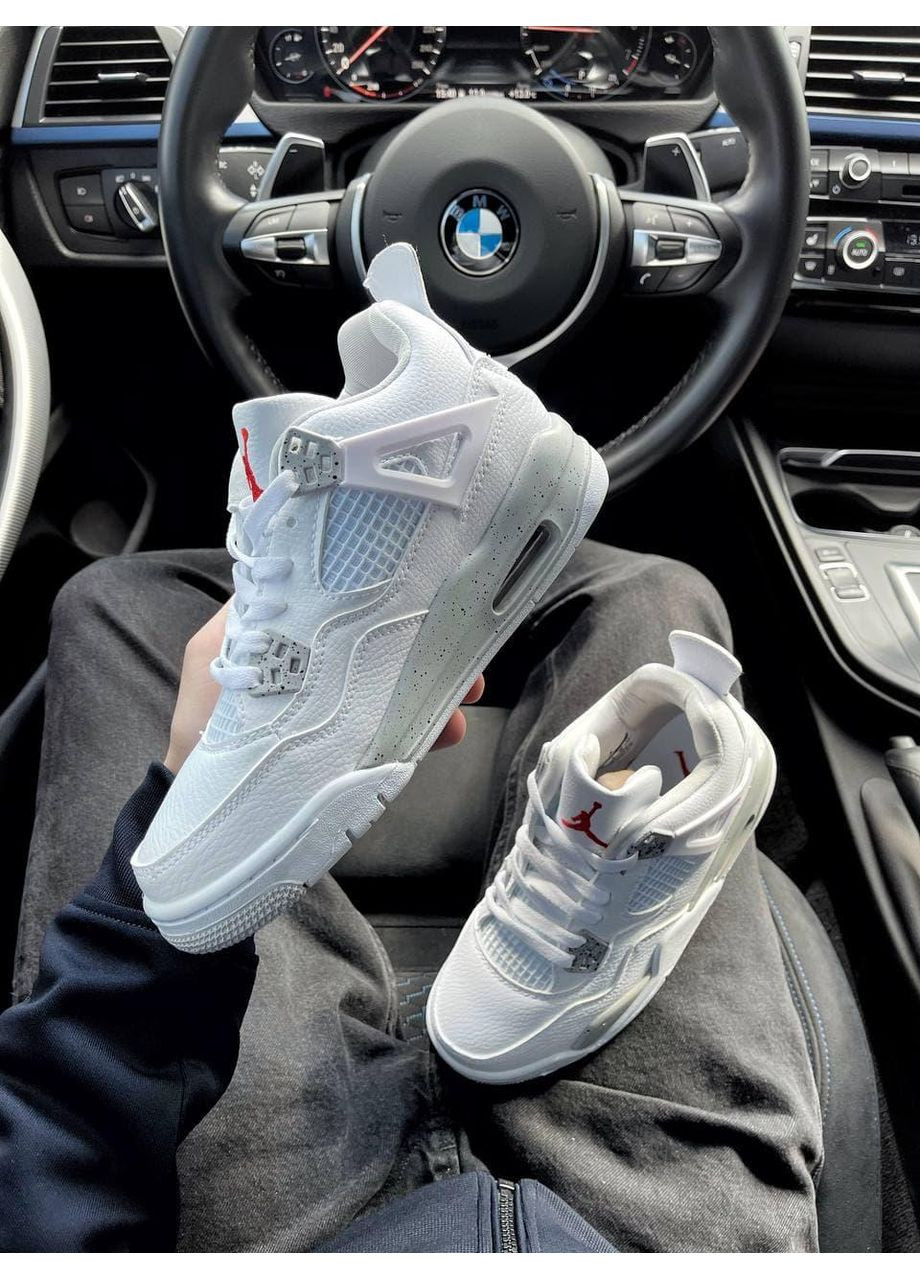 Білі Осінні кросівки чоловічі nike air jordan retro 4 white oreo найк аір джордан No Brand