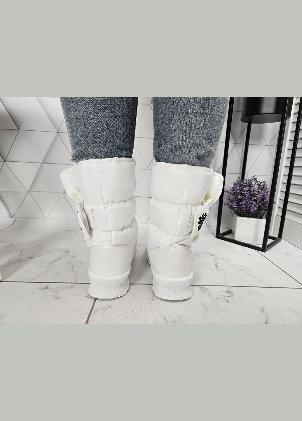 Дутики зимові чоботи на хутрі білі зі сніжинкою на липучці (24,5 см) sp-2832-4 No Brand (289728525)