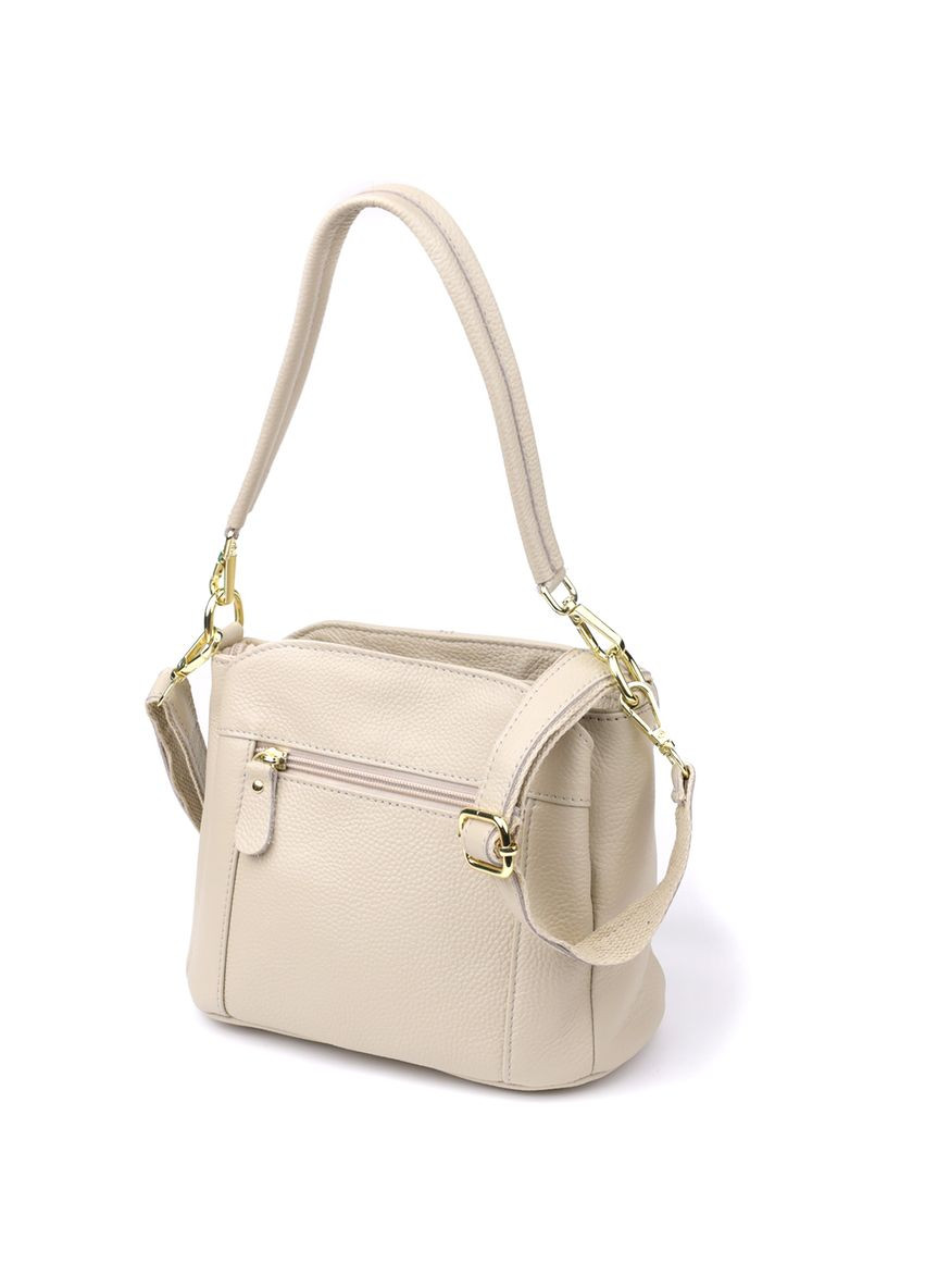 Женская кожаная сумка с тремя секциями 22980 Белый Vintage (348358995)