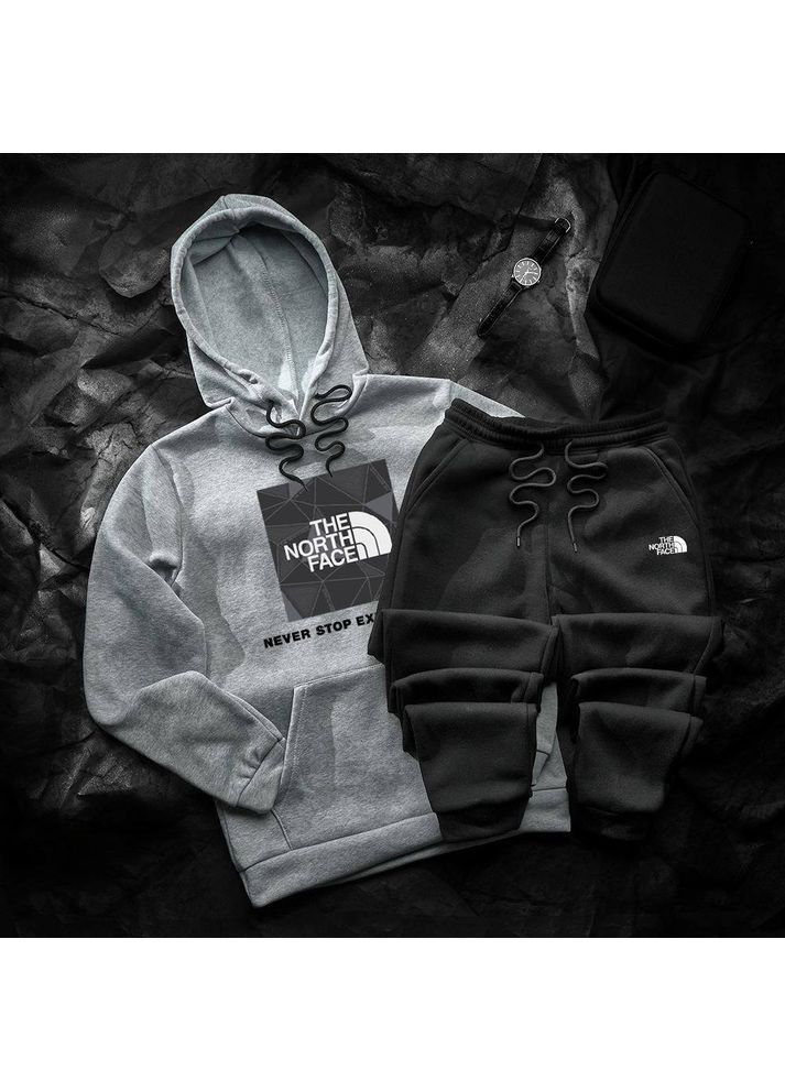 Сірий костюм tnf на флісі 3- ох нитка,зима,худі та штани Україна