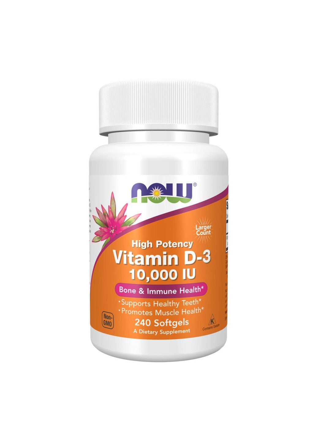 Витамин D3, высокоактивный, 10 000 МЕ, 240 капсул Now Foods (347600898)