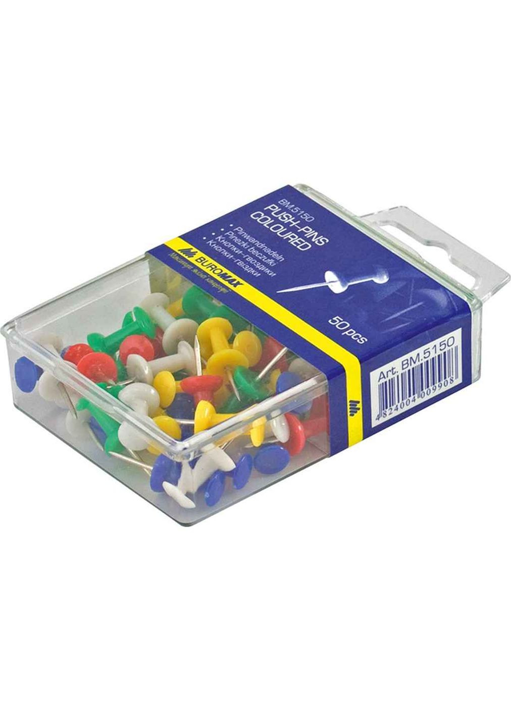 Кнопки-гвоздики 50шт,цвет пластиковый контейнер BM.5150 Buromax (362717438)