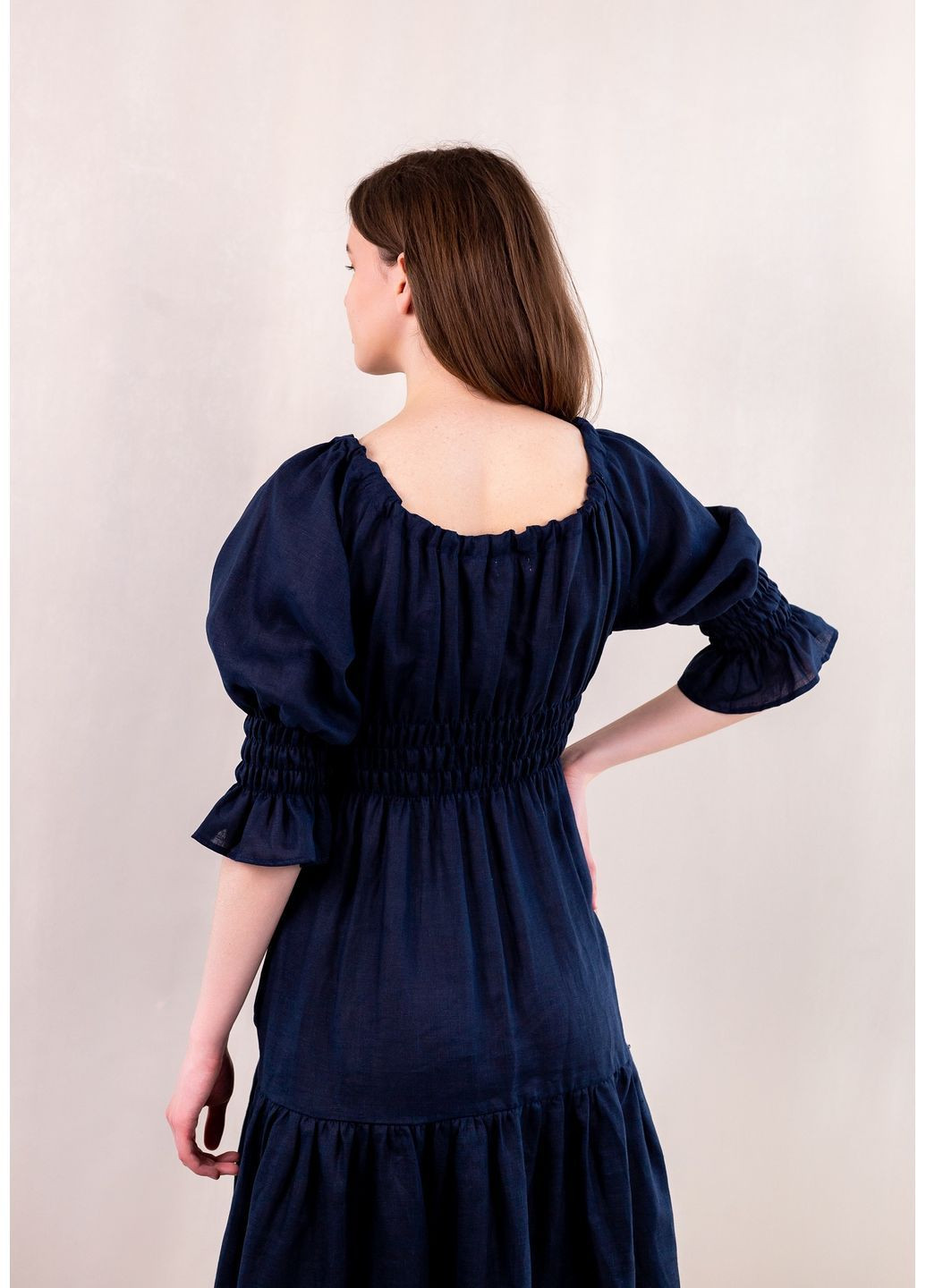 Синя святковий, коктейльна, повсякденний, вечірня, кежуал, пляжна синя сукня з натуральної тканини El'dress