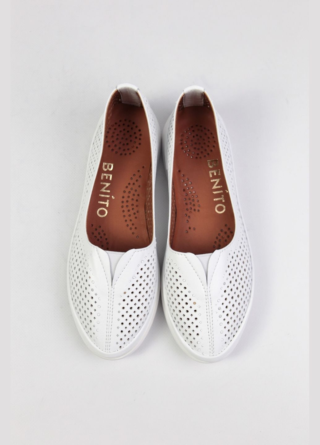 Женские балетки Benito | белые однотонные натуральная кожа (335007185)