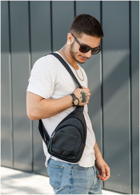 Сумка чоловіча через плече слінг із екошкіри Brooklyn 29SH Чорний Sambag (302008278)