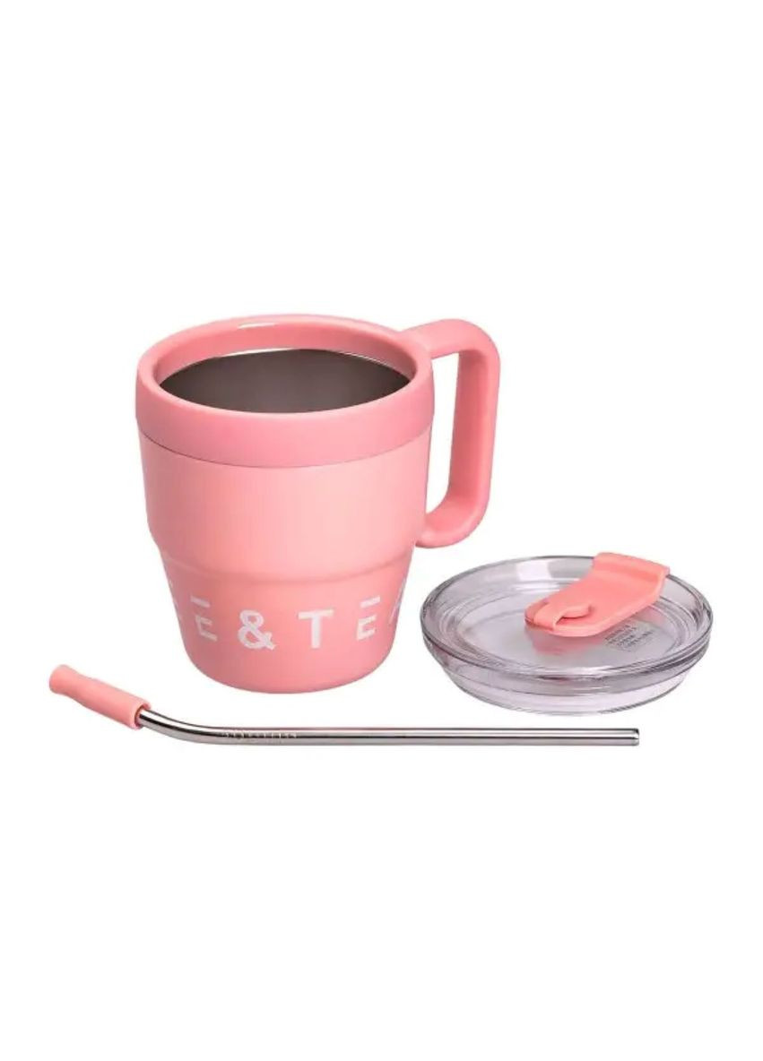Термочашка Coffee & Tea с трубочкой розовая HP-14-23P Yiwu (370706000)