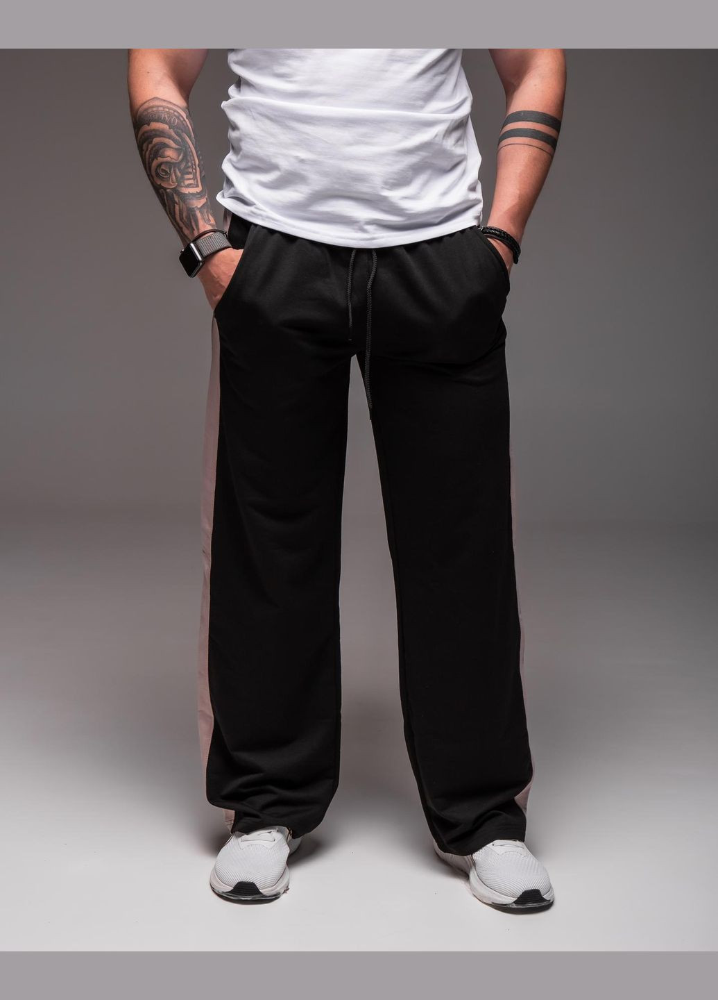 Черные спортивные, повседневный демисезонные прямые брюки No Brand