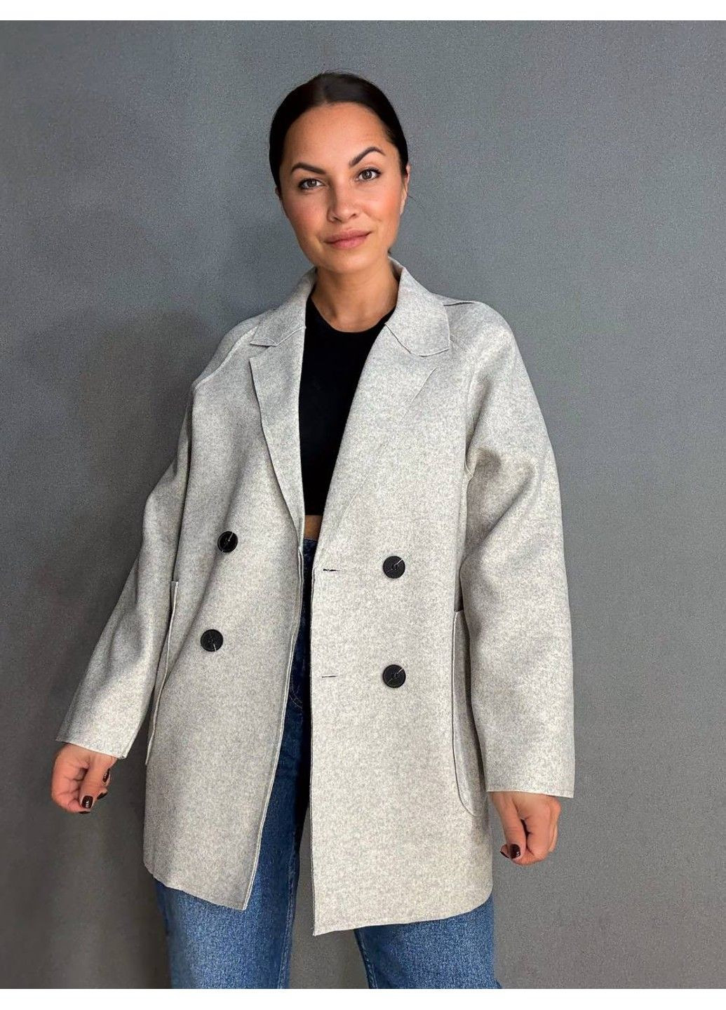 Жакет жіночий 2057 оверсайз подовжений з кишенями бежевий Lady yep (348791512)