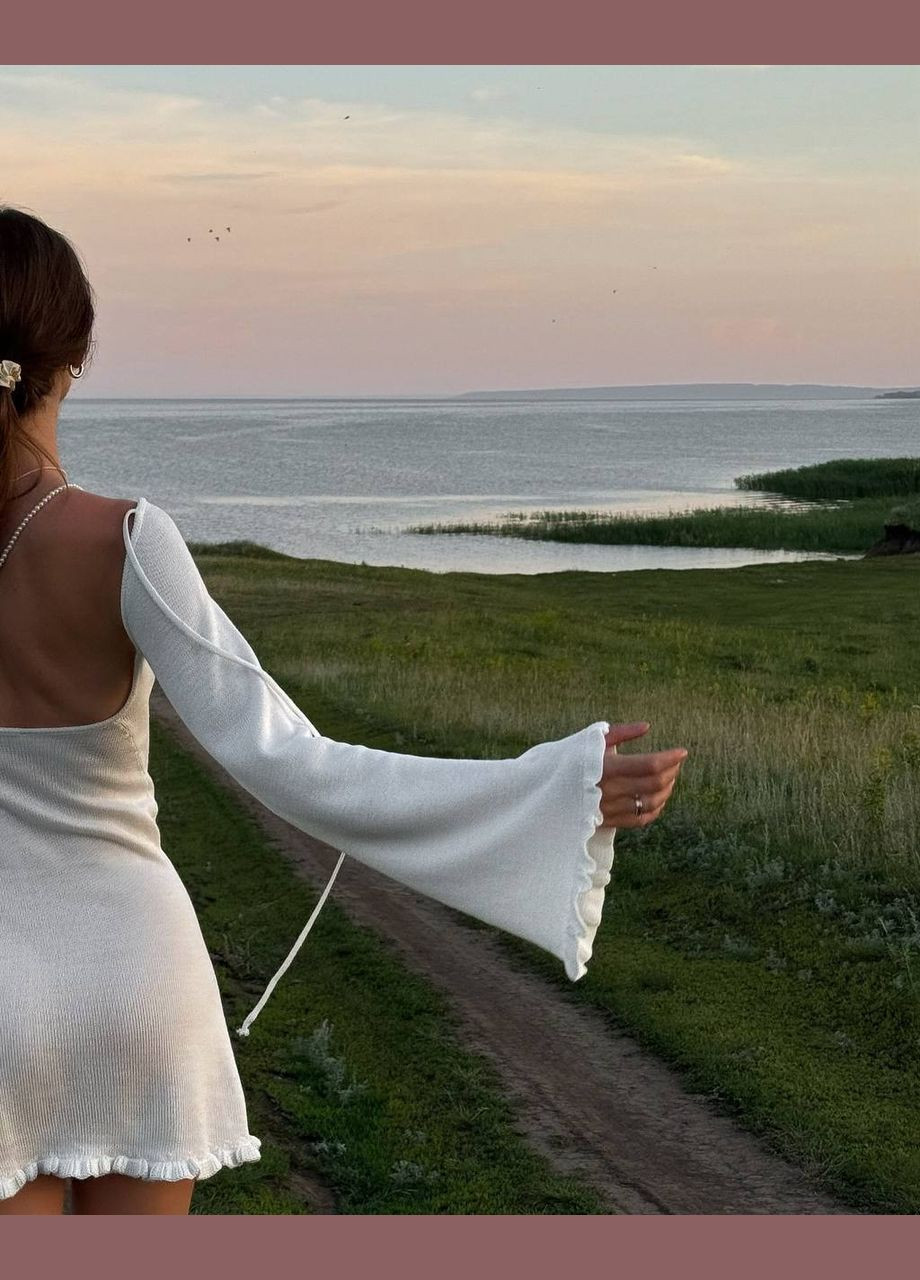 Молочна повсякденний сукня міні з відкритою спиною з відкритою спиною No Brand однотонна