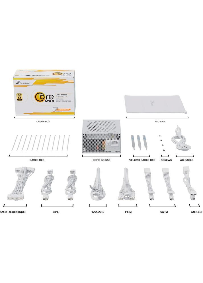 Блок питания Core GX-650 ATX 3.1 White (CORE GX-650-ATX31-WHITE) Seasonic (364872394)