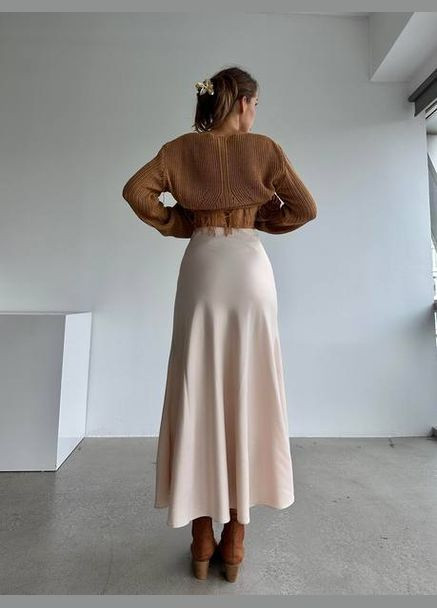 Бежевое женская шелковая юбка цвет бежевый р.42/46 449110 New Trend