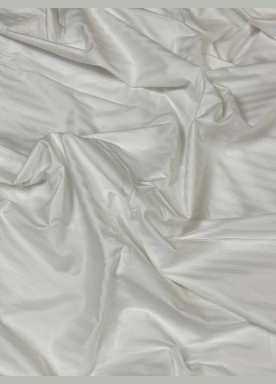 Постільна білизна бавовняна в смужку Двоспальна 180 x 220 Страйп сатин 50 x 70 Біла No Brand (332945832)