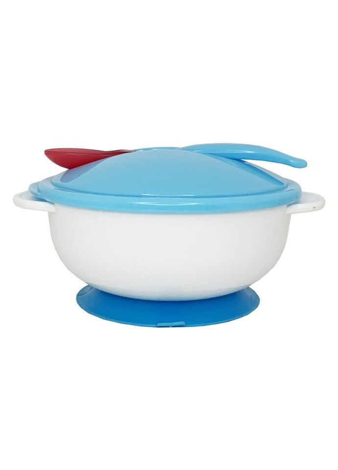 Тарелка на присоске с термоложкой и крышкой Mega Zayka MGZ-0101(Blue) 250 мл Megazayka (302713509)