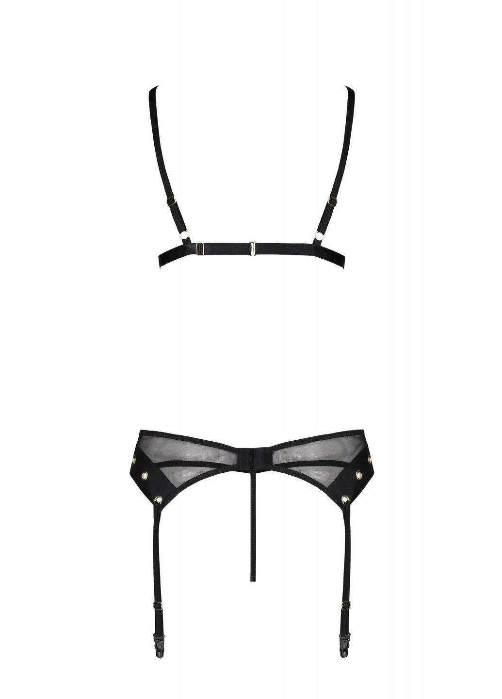 Комплект белья со шнуровкой по лифу и поясом для чулок NESSY SET black Passion (331170873)