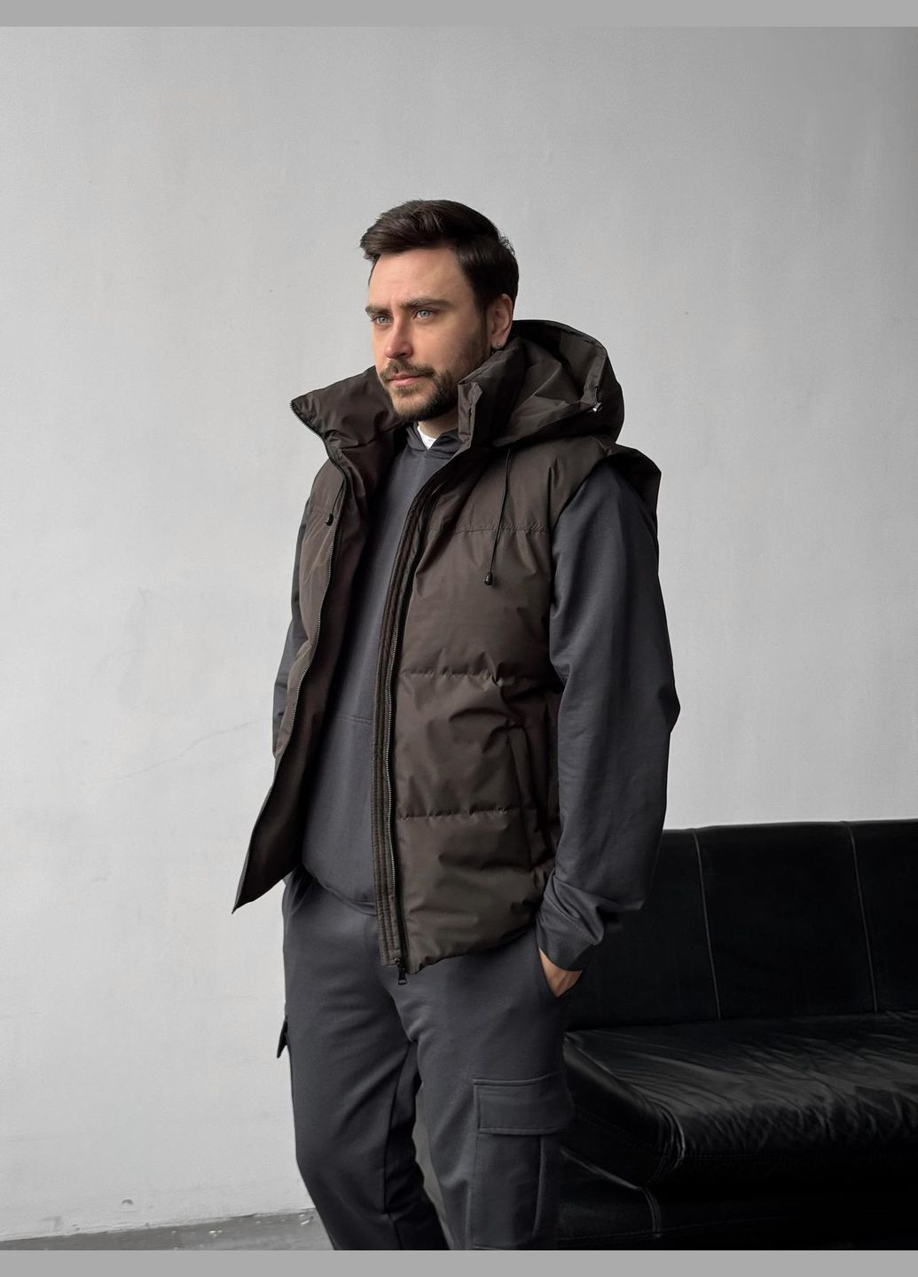 Комплект жилетка темний хакі Easy + костюм Jack з худі сірий No Brand (327141890)