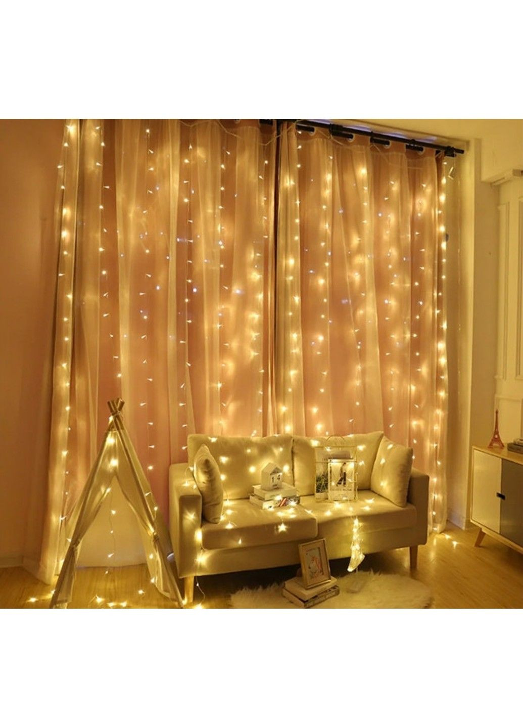 Гирлянда штора Водопад 480 led 3.0х3.0м Теплый белый No Brand (331639425)