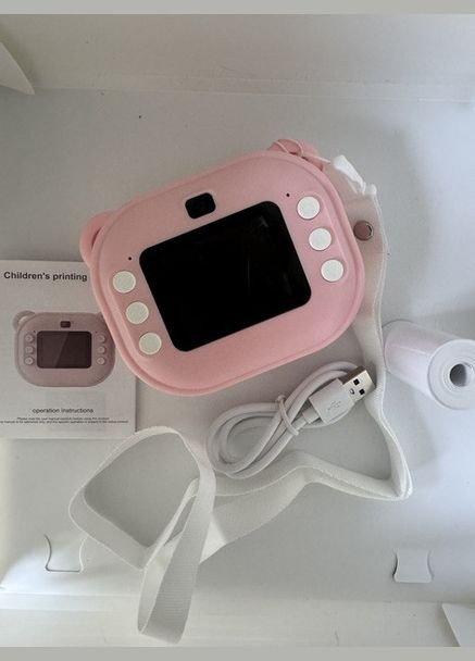 Дитяча цифрова фотокамера миттєвого друку з термопринтером ТОРА 12Мп ТFT екран / карта пам'яті Рожевий No Brand (317223312)