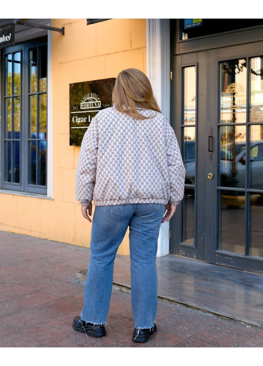 Бежева демісезонна куртка жіноча демісезонна з принтом No Brand